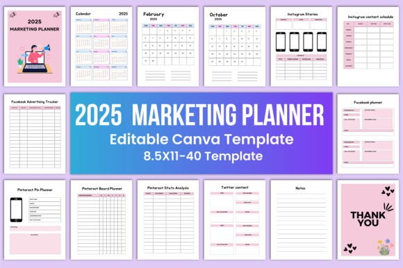 Download 2025 MARKETING PLANNER Canva - Marketing planner Collection