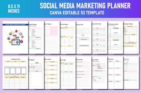 Download Social Media Marketing Planner Canva KDP - Marketing planner Collection